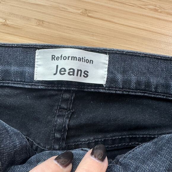 Reformation Denim Black High & Skinny Crop Jeans in Avalon Wash, Size 24, EUC - Picture 6 of 7